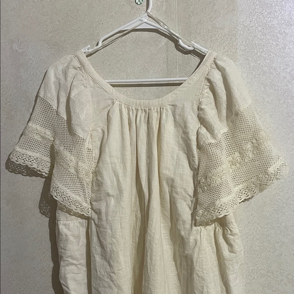 Old Navy Off Cotton White Lace Sleeve Dress - Picture 4 of 8